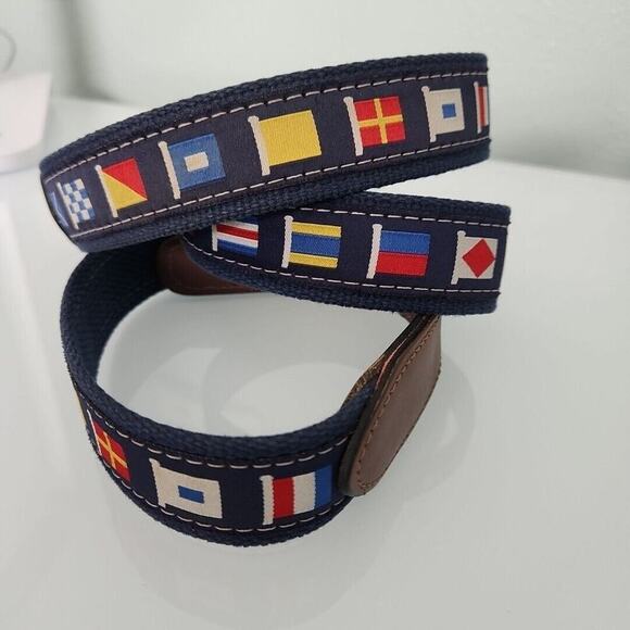 ZEP-PRO Vintage USA made NAUTICAL Sailing Flags Webbing Leather Belt Size 40 - Picture 8 of 12
